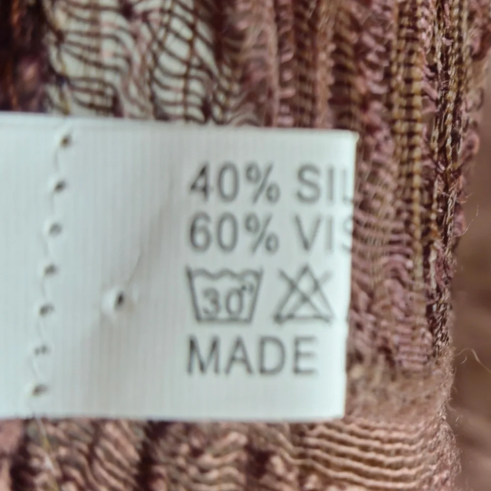 Brown Yellow and Slight hints of Green Silk Blend Long Scarf